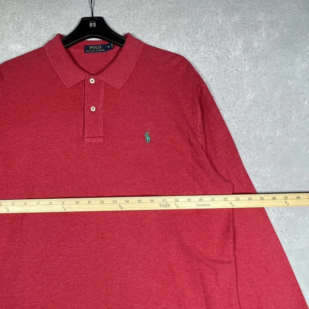 Polo Ralph Lauren Pique Polo Shirt Men’s XL Red Classic Fit Long Sleeve